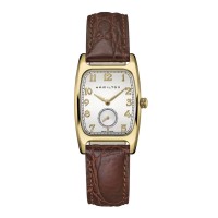 Hamilton American Classic Boulton Quartz 18kt Yellow Gold Brown Leather