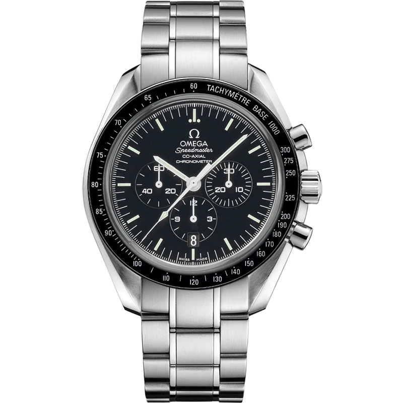 Omega Speedmaster Moonwatch Automatic 44.25mm Co Axial Chronometer Stainless Steel Black Dial 31130445001002