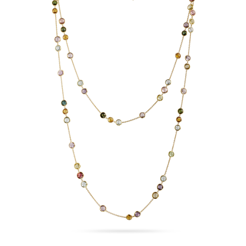 Siviglia Collection 18K Yellow Gold Aquamarine Diamond Lariat Necklace with  Bead Stations