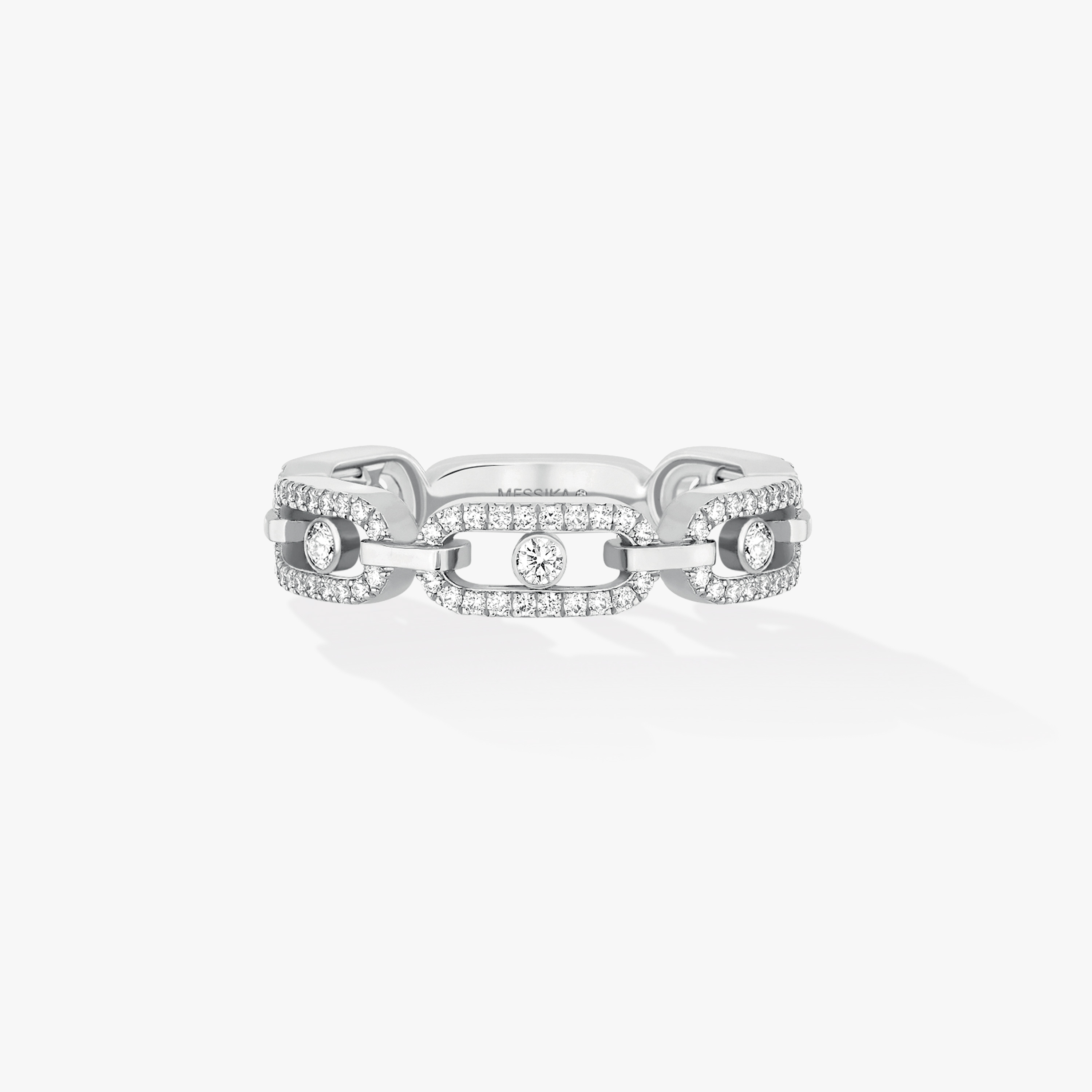 Messika 18kt White Gold Move Link Multi Pave Ring