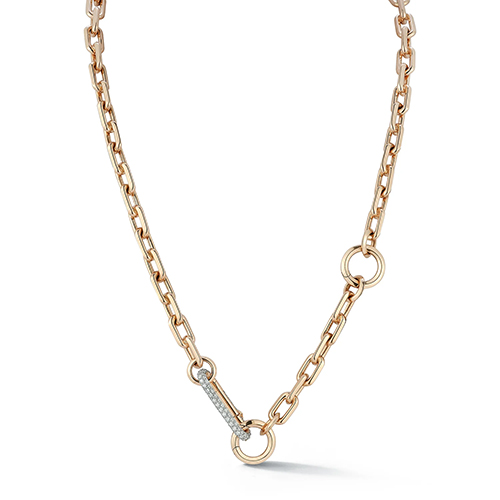 Walter's Faith Saxon 18kt Yellow Gold Chain Link Necklace with Elongated Diamond Link Clasp