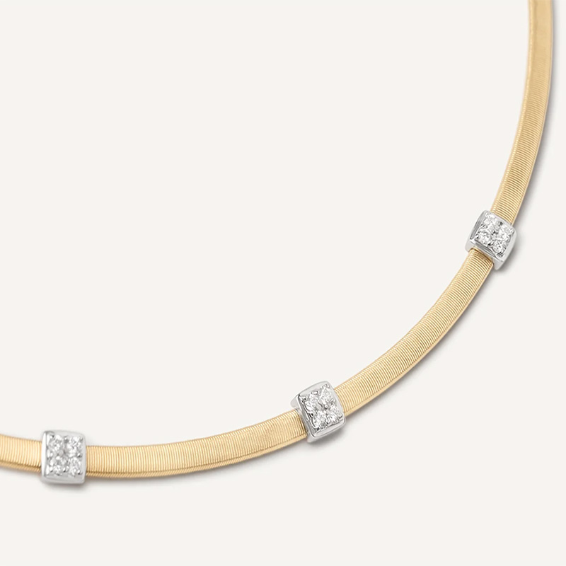 Marco Bicgeo 18kt Yellow Gold Coil Necklace with Diamonds