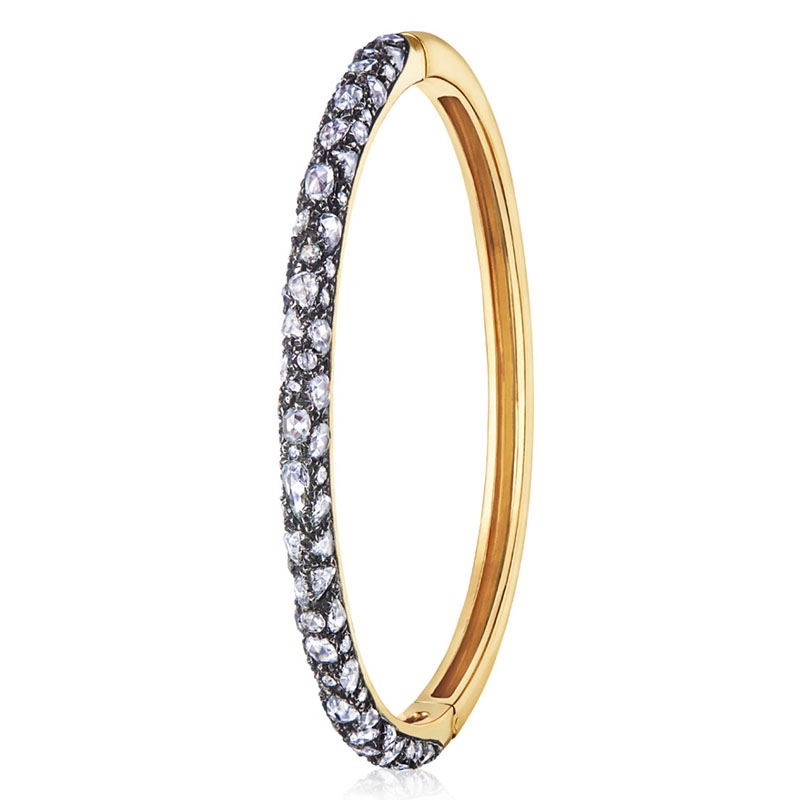 Kwiat - Fred Leighton 18kt Yellow Gold  Rose Cut Diamond Narrow Pavé Bangle