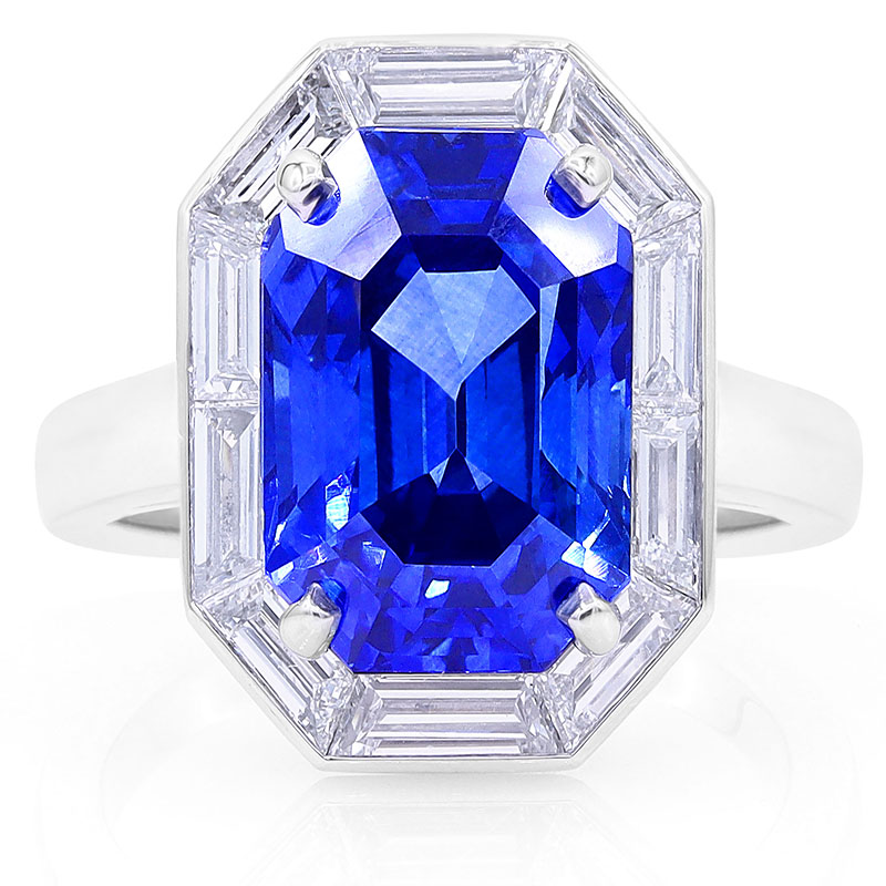 Oscar Heyman Platinum, Blue Sapphire and Diamond Ring