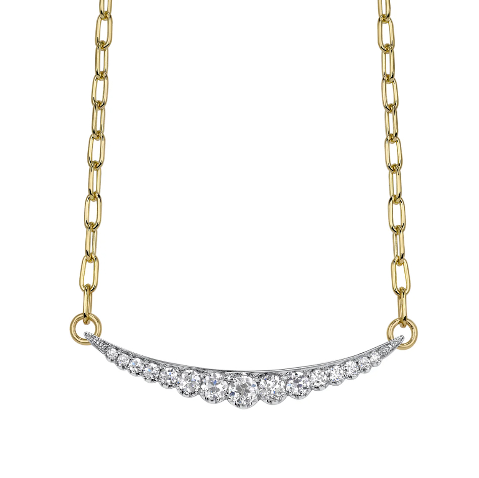 Single Stone 18kt Yellow Gold and Diamond Ophelia Necklace