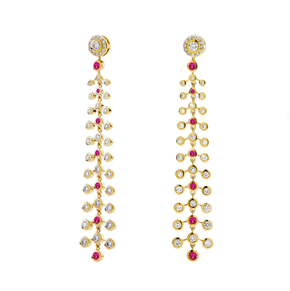 Syna 18kt Rose Gold Ruby and Diamond Chandelier Earrings