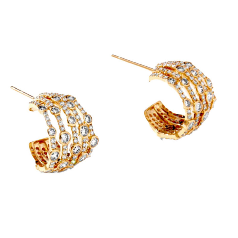Syna 18kt Yellow Gold and Diamond Cosmic Diamond Hoop Earrings