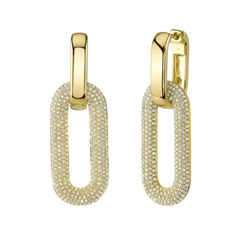 Korman Signature 14kt Yellow Gold Pave Oval Drop Earrings