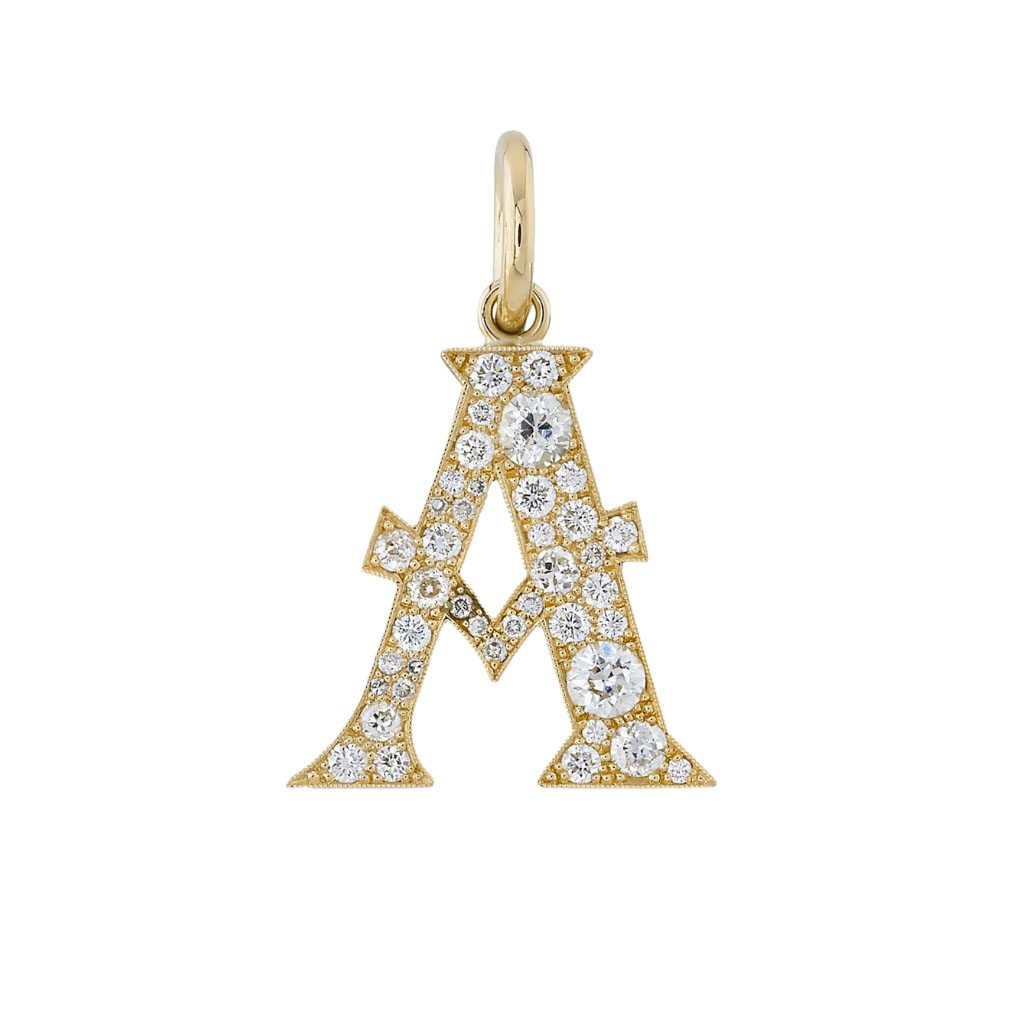 Single Stone 18kt Yellow Gold and Diamond Large Cobblestone Pendant