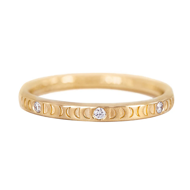 Artemer 18kt Yellow Gold and Diamond Moonphase Wedding Band