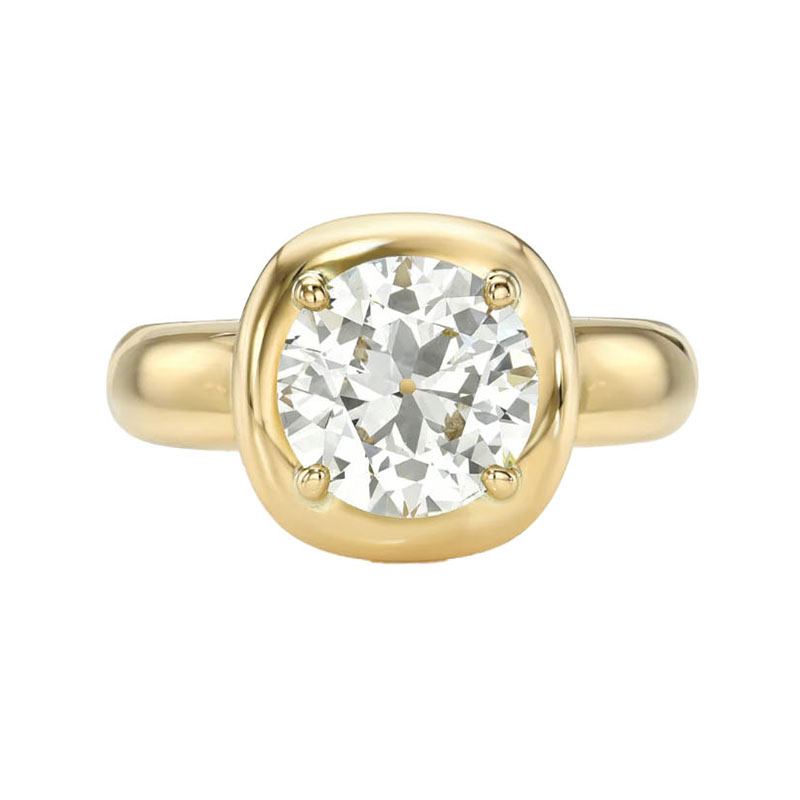 Single Stone 18kt Yellow Gold and Diamond Cori Bezel Set Engagement Ring