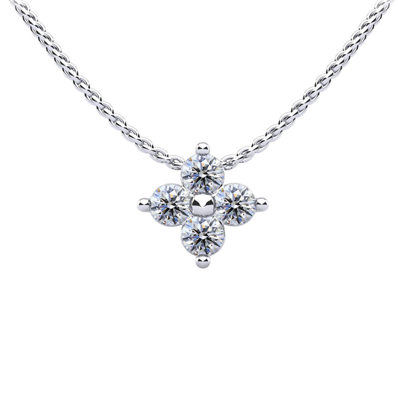 Korman Signature 14kt White Gold and Diamond 4 Stone Cluster Pendant Necklace