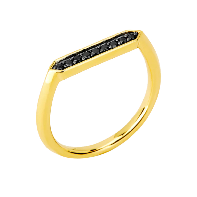 Syna 18kt Yellow Gold Black Diamond Ring