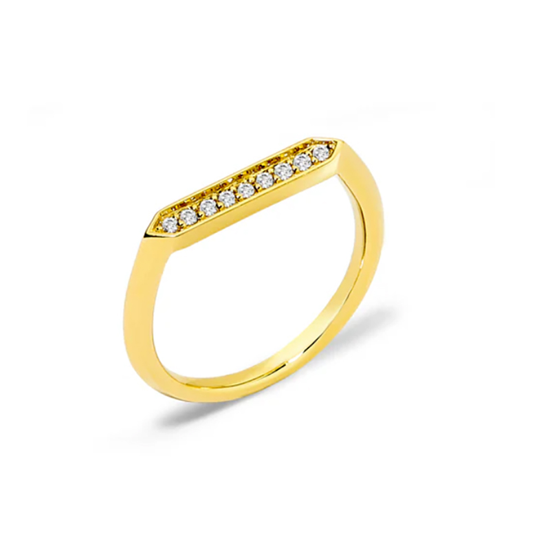 Syna 18kt Yellow Gold Diamond Flat Hex Ring