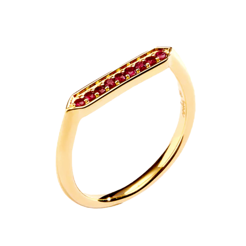 Syna 18kt Yellow Gold Ruby Flat Hex Ring