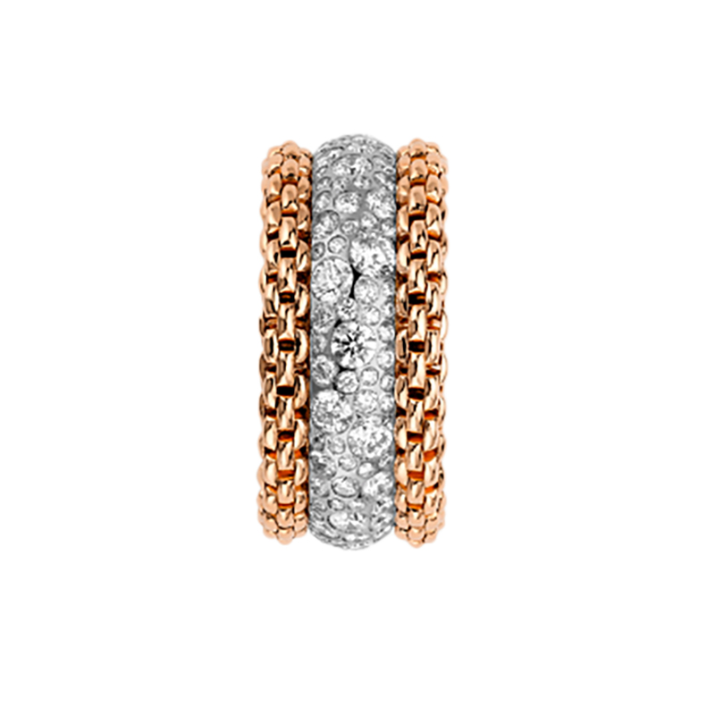 Fope Rose Gold White Gold and White Diamond Pave Ring