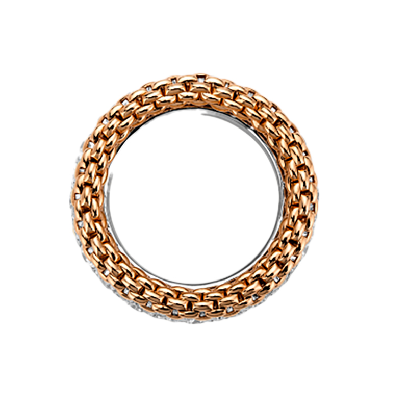 Fope Rose Gold White Gold and White Diamond Pave Ring