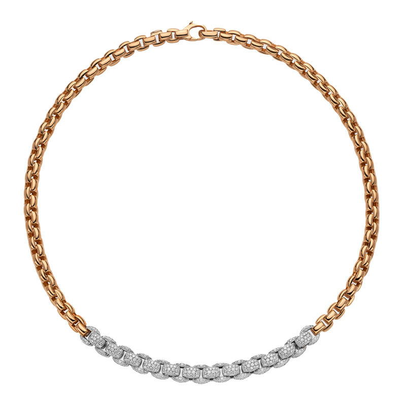 Fope Rose Gold White Pave Diamond Necklace