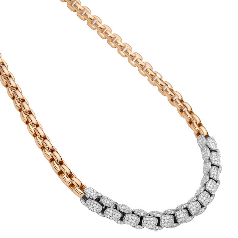 Fope 18kt Rose Gold White Pave Diamond Necklace