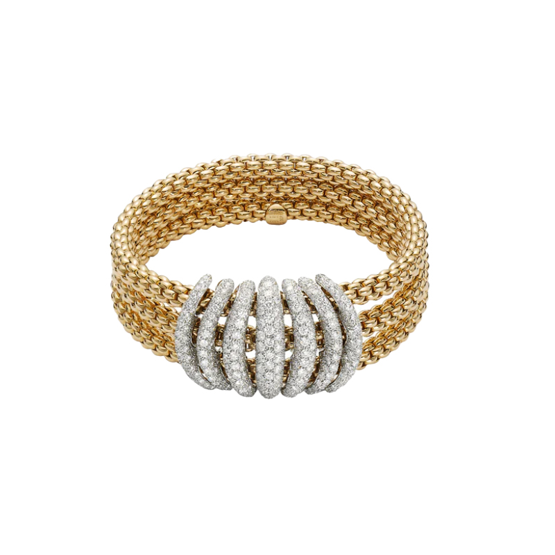 Fope 18kt Rose Gold and White Gold Pave Bracelet