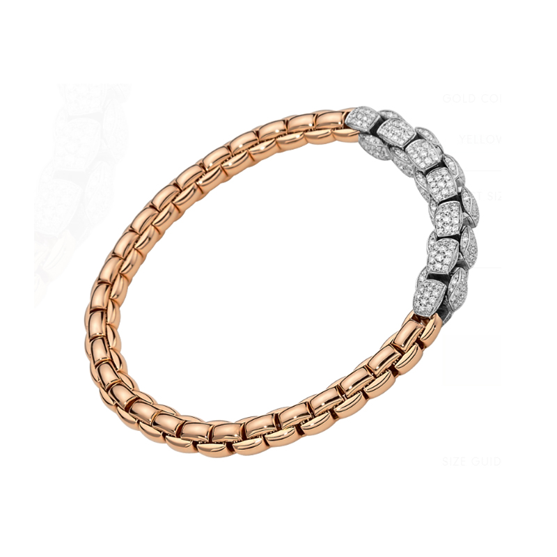 Fope 18kt Rose Gold ,White Gold and Pave Diamond  Bracelet