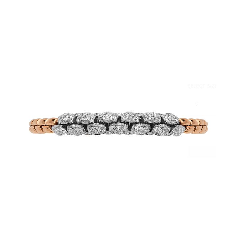 Fope 18kt Rose Gold ,White Gold and Pave Diamond  Bracelet