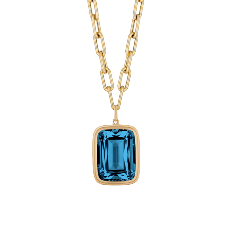 Goshwara 18kt Yellow Gold London Blue Topaz Pendant Necklace