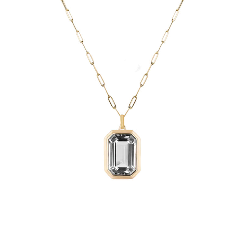 Goshwara 18kt Yellow Gold Rock Crystal Bezel Set Pendant Necklace