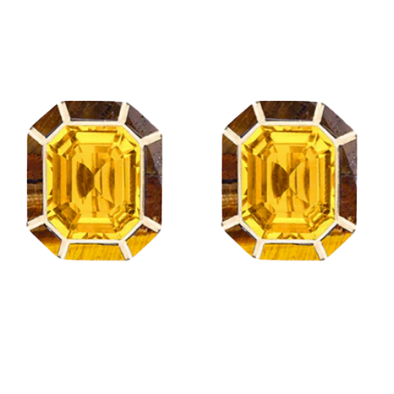 Goshwara 18kt Yellow Gold Melange Citrine Stud Earrings