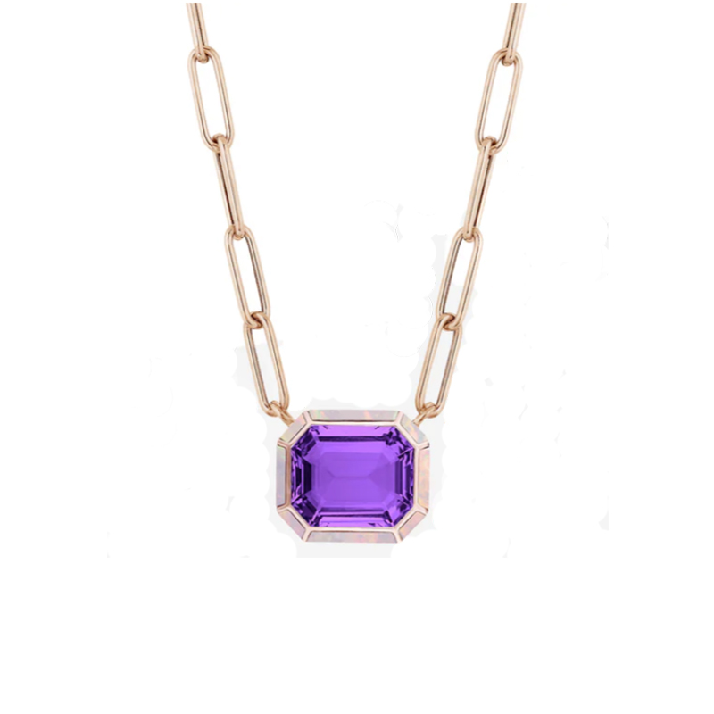 Goshwara 18kt Rose Gold East West Amethyst Pendant Necklace