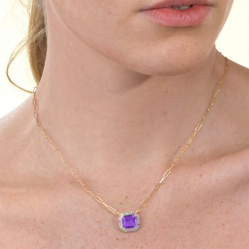 Goshwara 18kt Rose Gold East West Amethyst Pendant Necklace