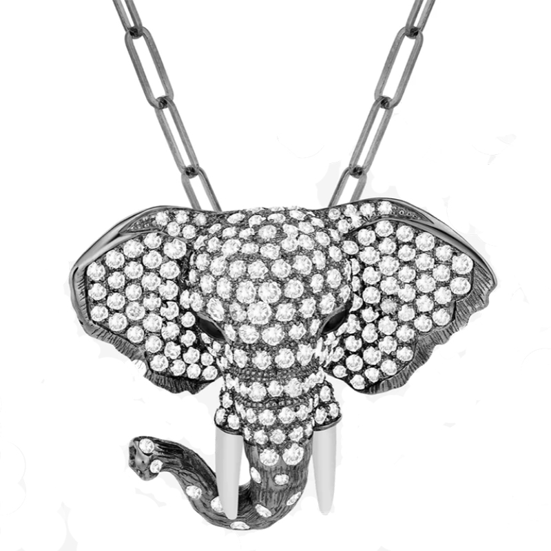 Goshwara 18kt White Gold and Diamond Elephant Brooch/Pendant