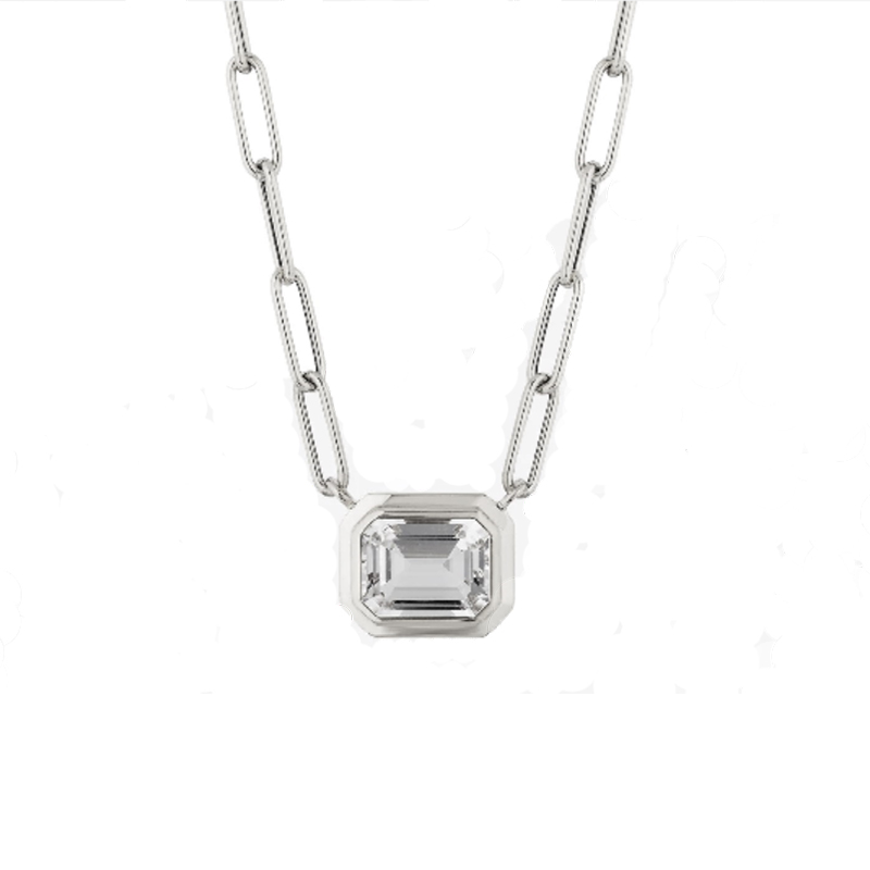 Goshwara 18kt White Gold Bezel Set Rock Crystal  Pendant Necklace