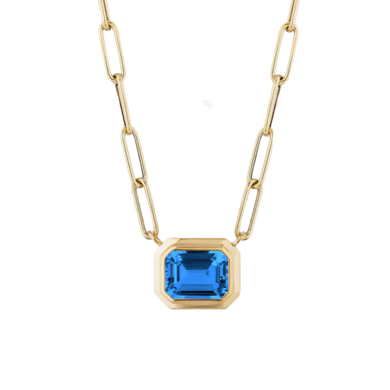 Goshwara 18kt Yellow Gold London Blue Topaz Pendant Necklace