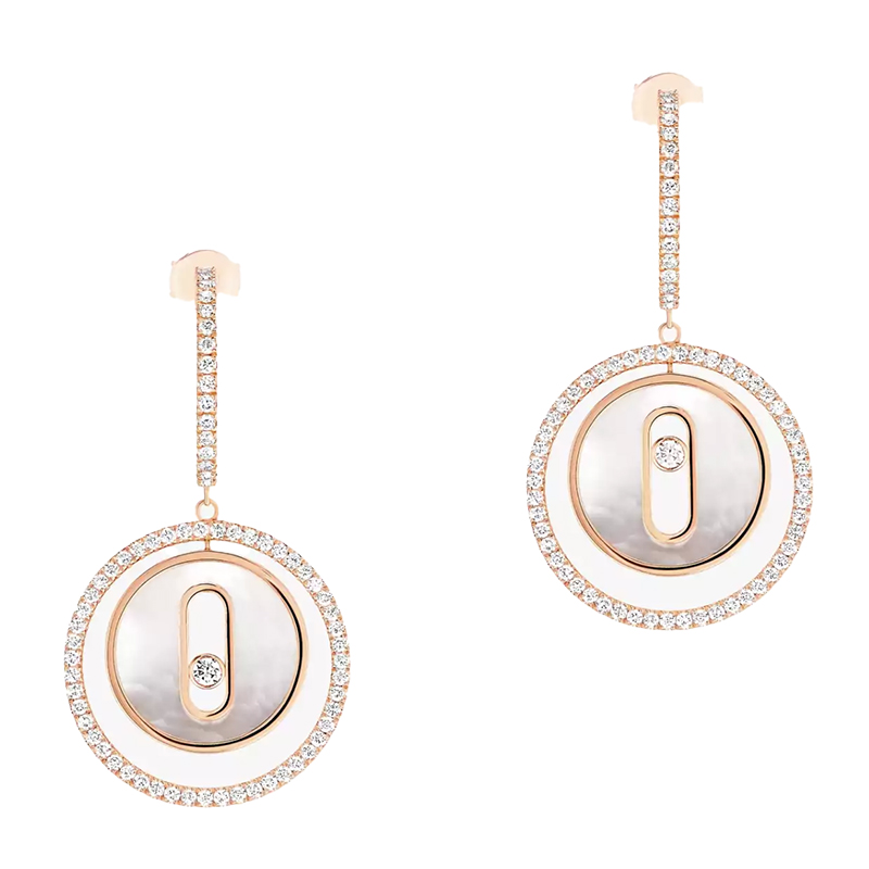 Messika 18kt Rose Gold  Mother of Peal and Pave Diamond Earrings