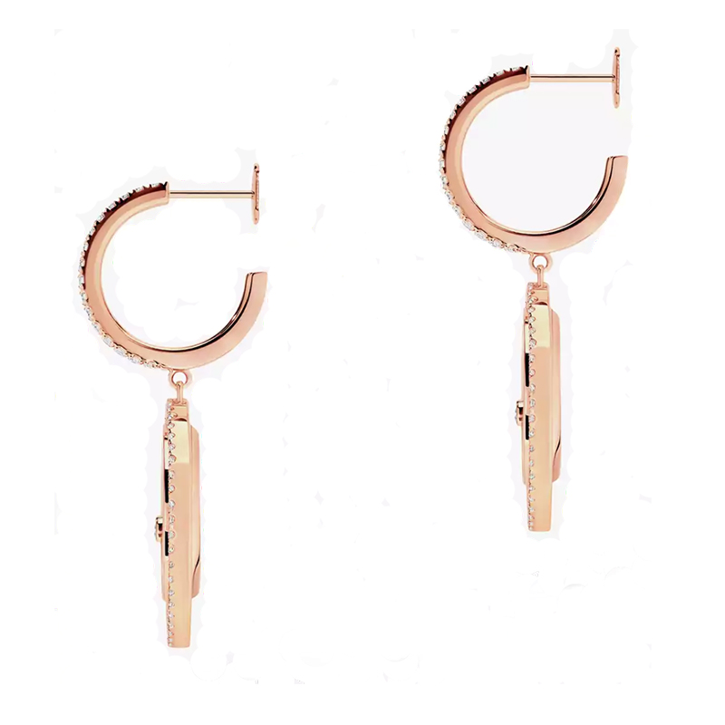 Messika 18kt Rose Gold  Mother of Peal and Pave Diamond Earrings