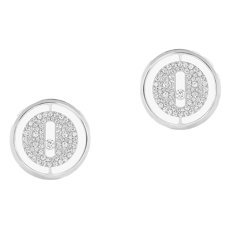 Messika 18kt White Gold Pave Diamond Lucky Move Earrings