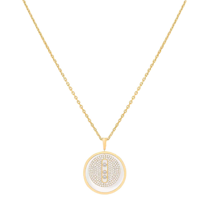 Messika 18kt Yellow Gold Pave Diamond Lucky Move MM Pendant Necklace
