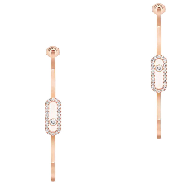 Messika 18kt Rose Gold Pave Diamond Move Uno Hoop Earrings