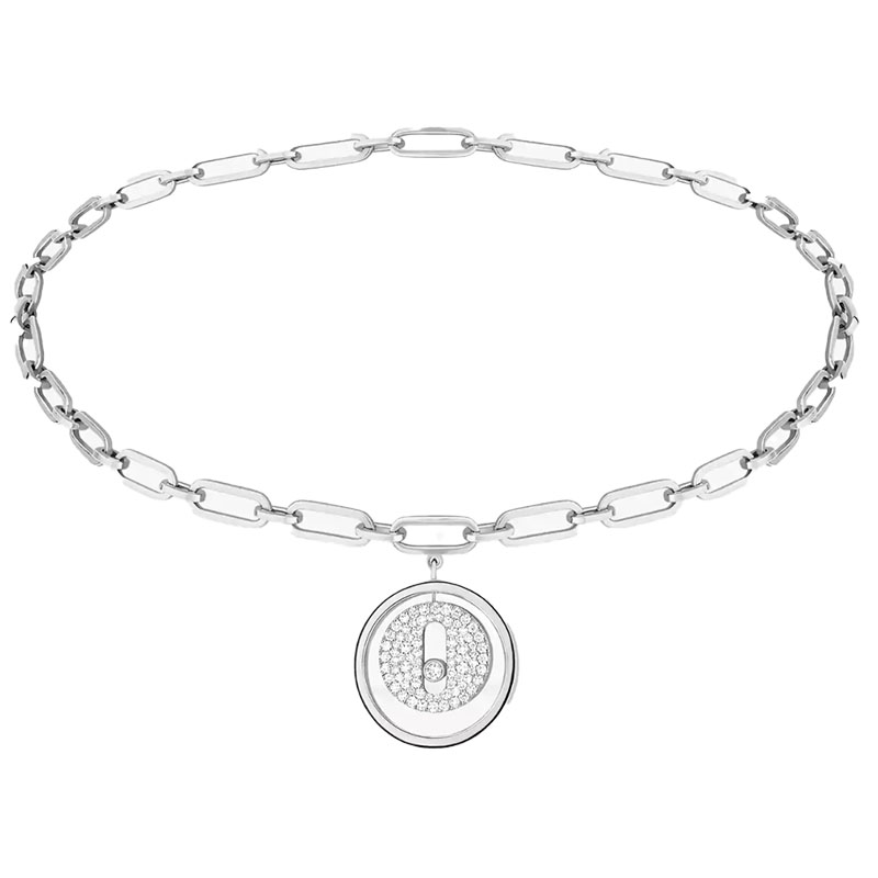 Messika 18kt White Gold Pave Diamond Lucky Move Anklet