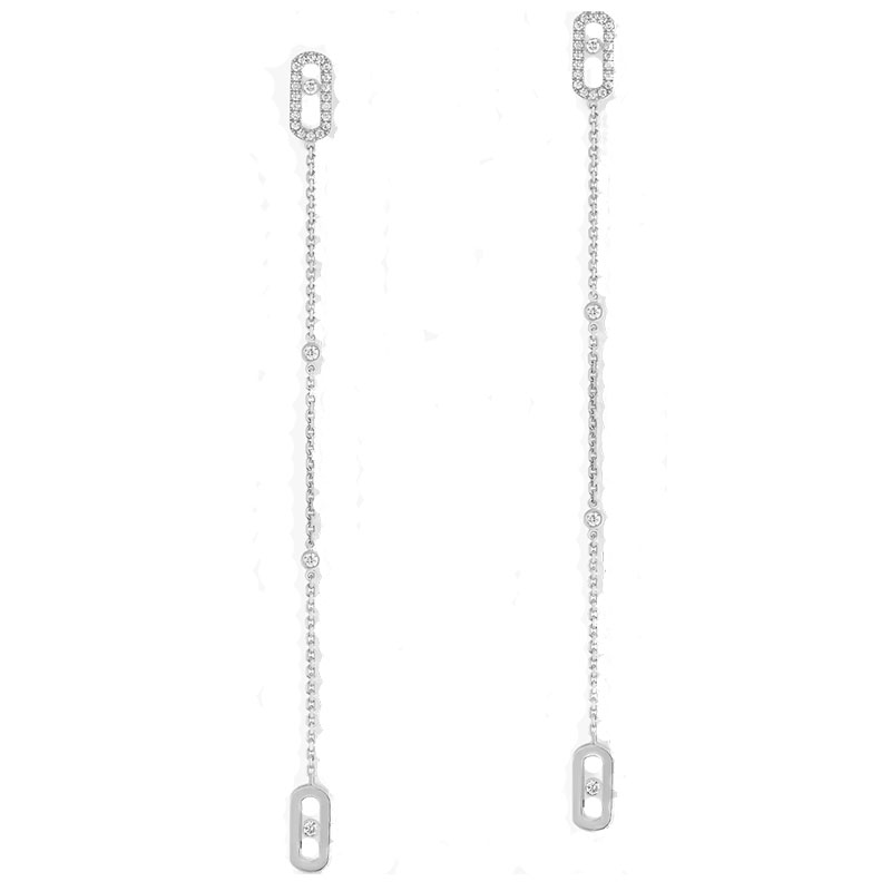 Messika 18kt White Gold Pave Diamond Move Uno Drop Earrings