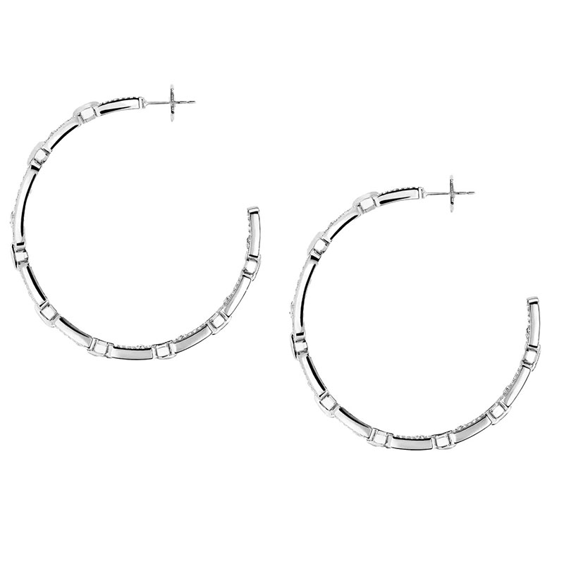 Messika 18kt White Gold Pave Diamond  Move Link MM Hoop Earrings