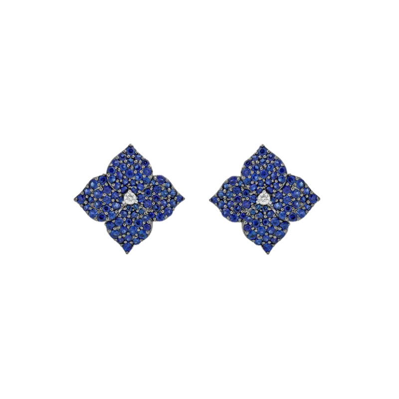 Piranesi 18kt White Gold Blue Sapphire Flower Earrings