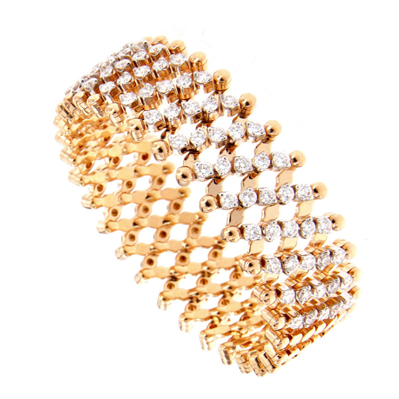 Serafino Consoli 18kt Rose Gold Diamond Expandable Ring to Bracelet