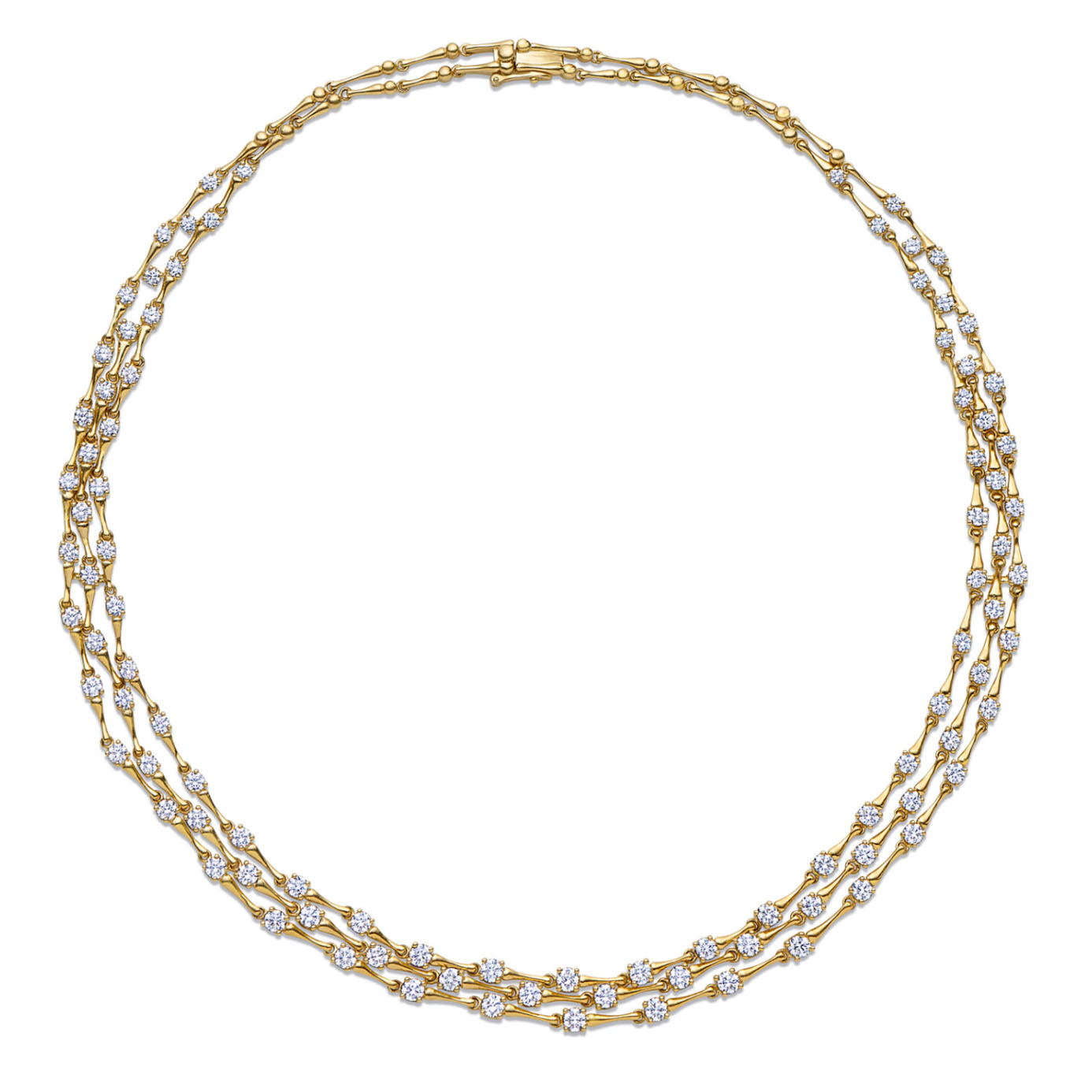 Kwiat 18kt Yellow Gold and Diamond Three Row Necklace