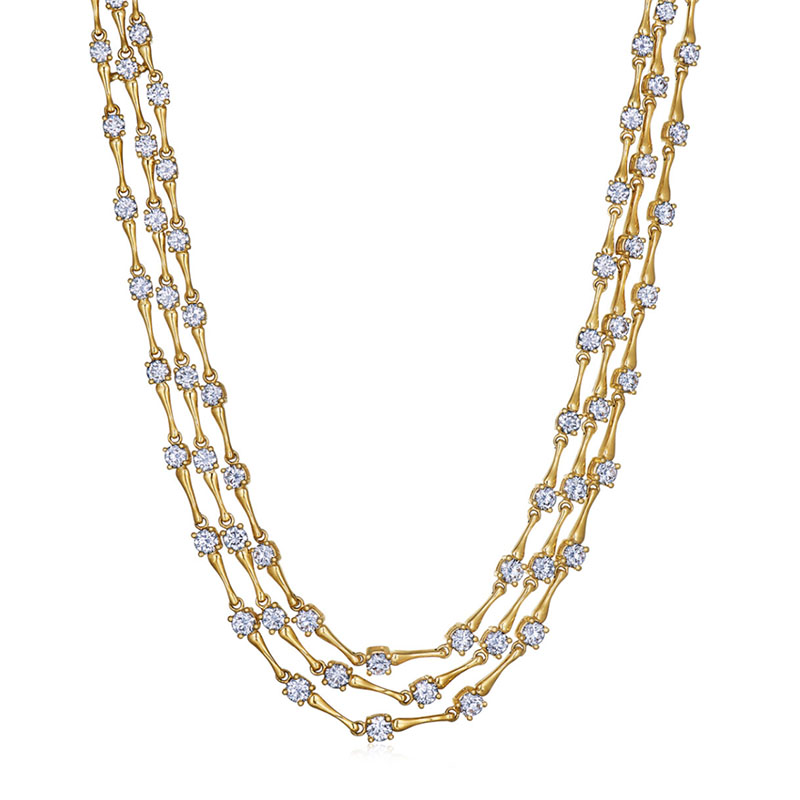 Kwiat 18kt Yellow Gold and Diamond Three Row Necklace