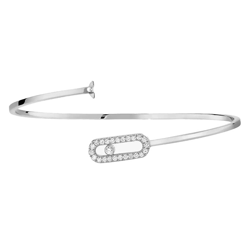 Messika 18kt White Gold and Pave Diamond Move Uno Flex Bangle