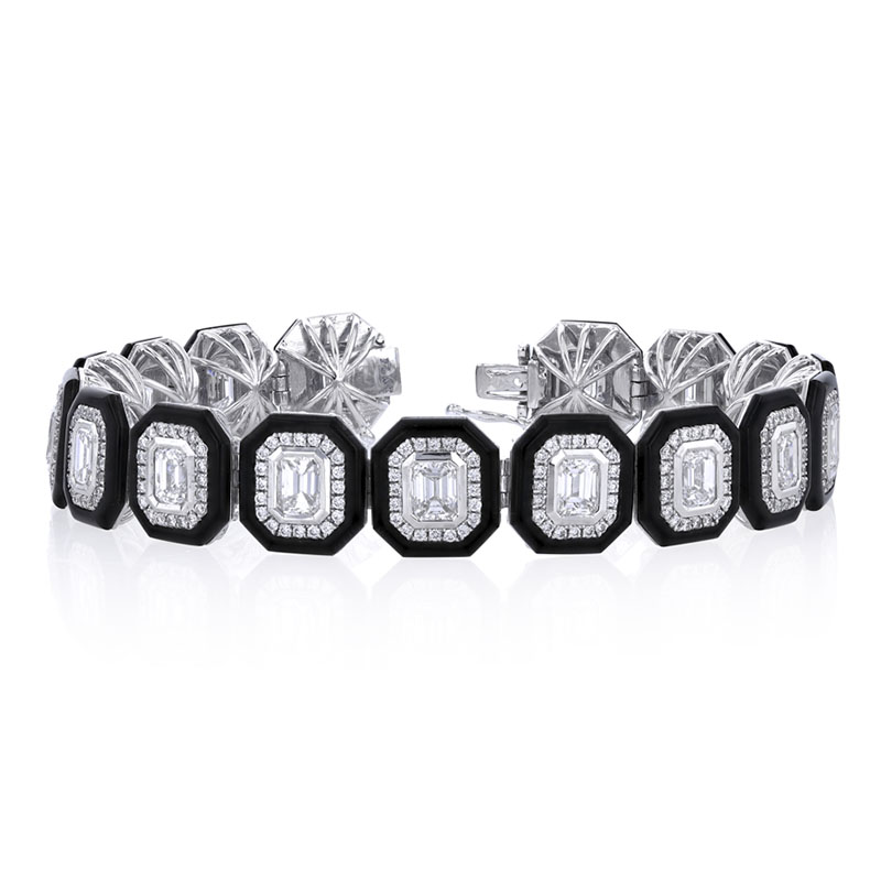 Korman Signature Platinum Diamond and Onyx Bracelet