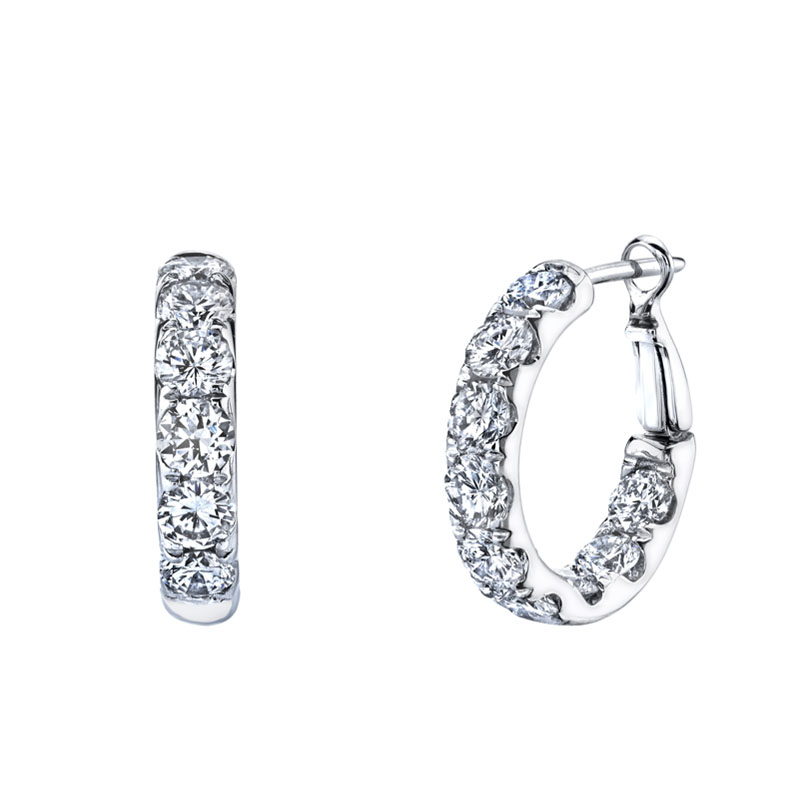 Korman Signature 18kt White Gold and Diamond Small Insite Out Hoop Earrings