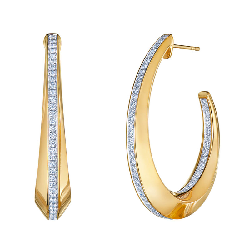 Kwiat 18kt Yellow and White Gold Pave Diamond Hoop Orbit Earrings